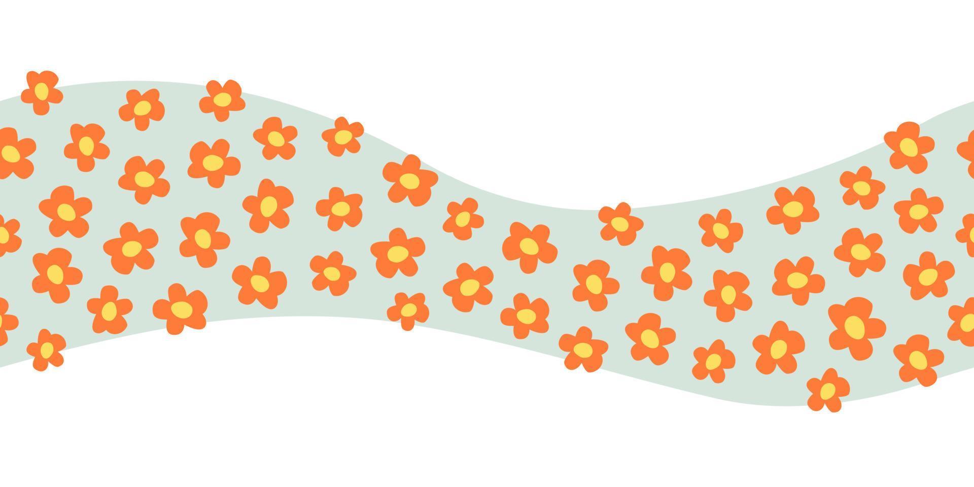 enkel sömlös gräns med färgrik abstrakt blommor. blommig äng bakgrund, vektor illustration