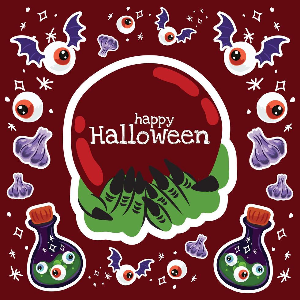 alte schule halloween niedliches element banner vektorkunstdesign vektor