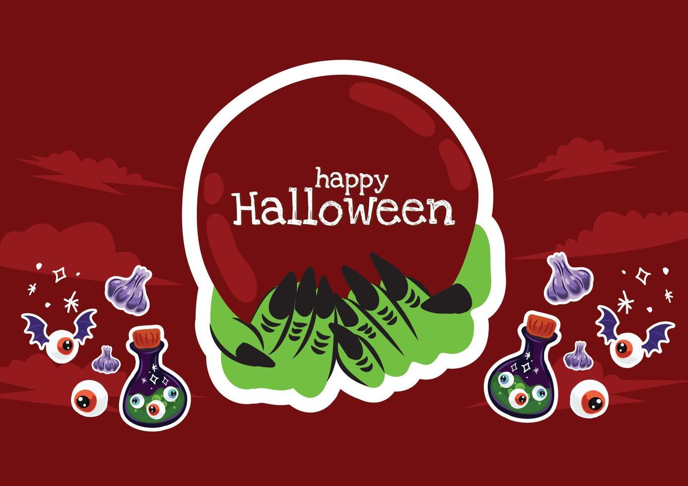 alte schule halloween niedliches artikel banner design vektor