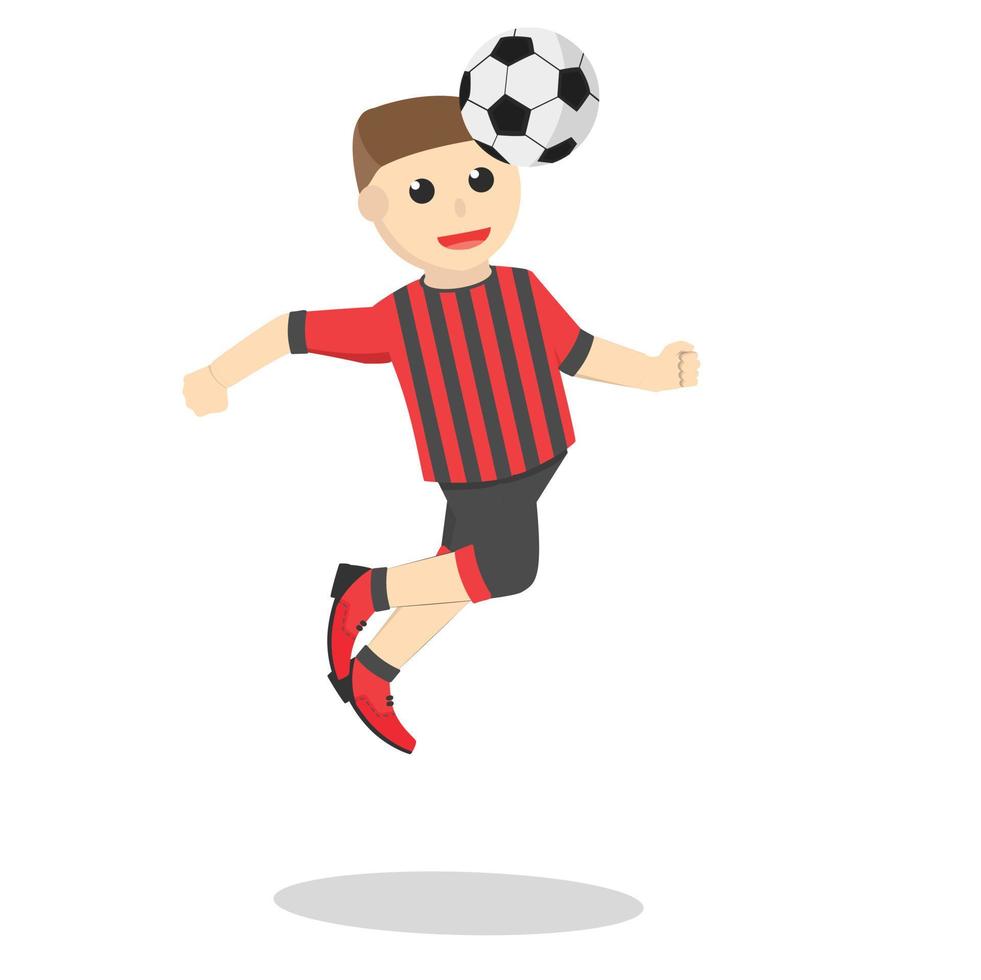 fotboll spelare Hoppar och rubrik boll design karaktär på vit bakgrund vektor