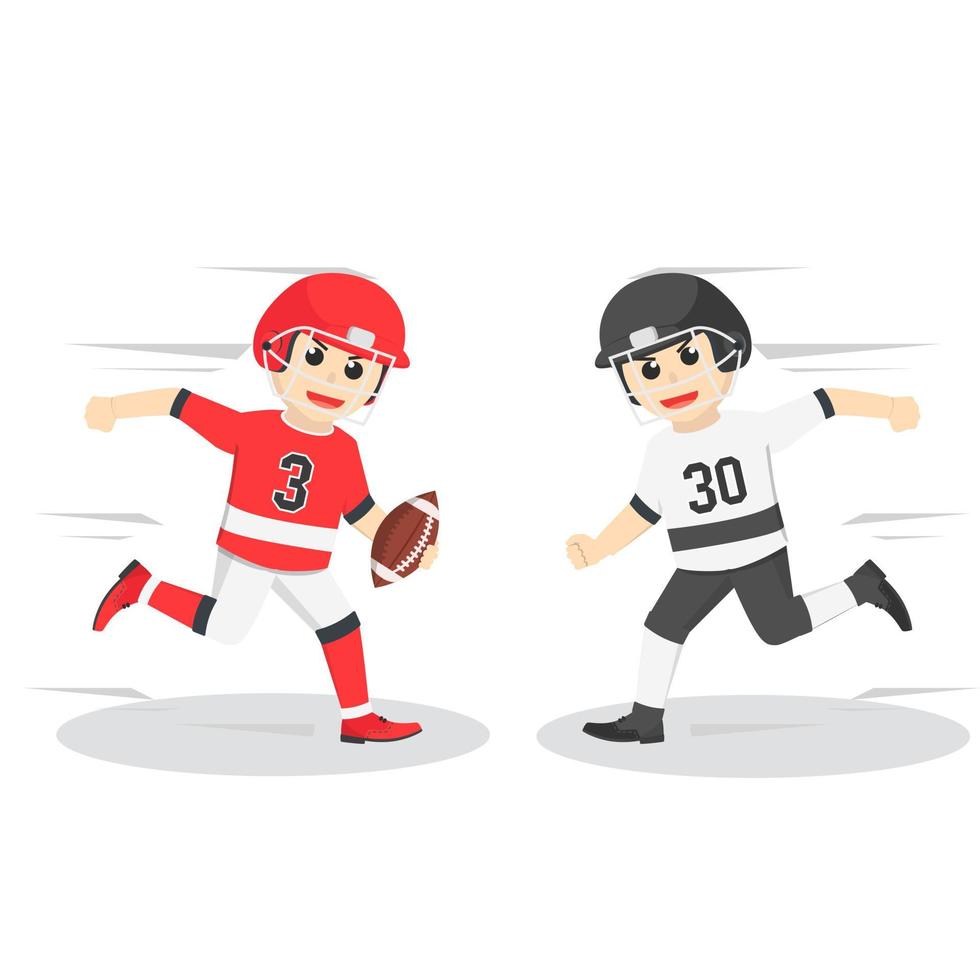 amerikan fotboll spelare konfrontation design karaktär på vit bakgrund vektor