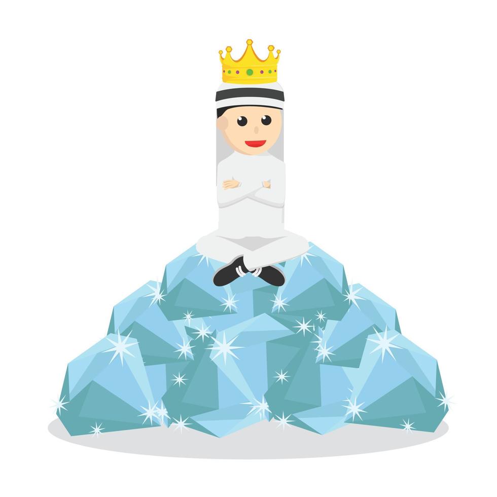 der könig von arabien sitzen auf diamant-design-charakter auf weißem hintergrund vektor