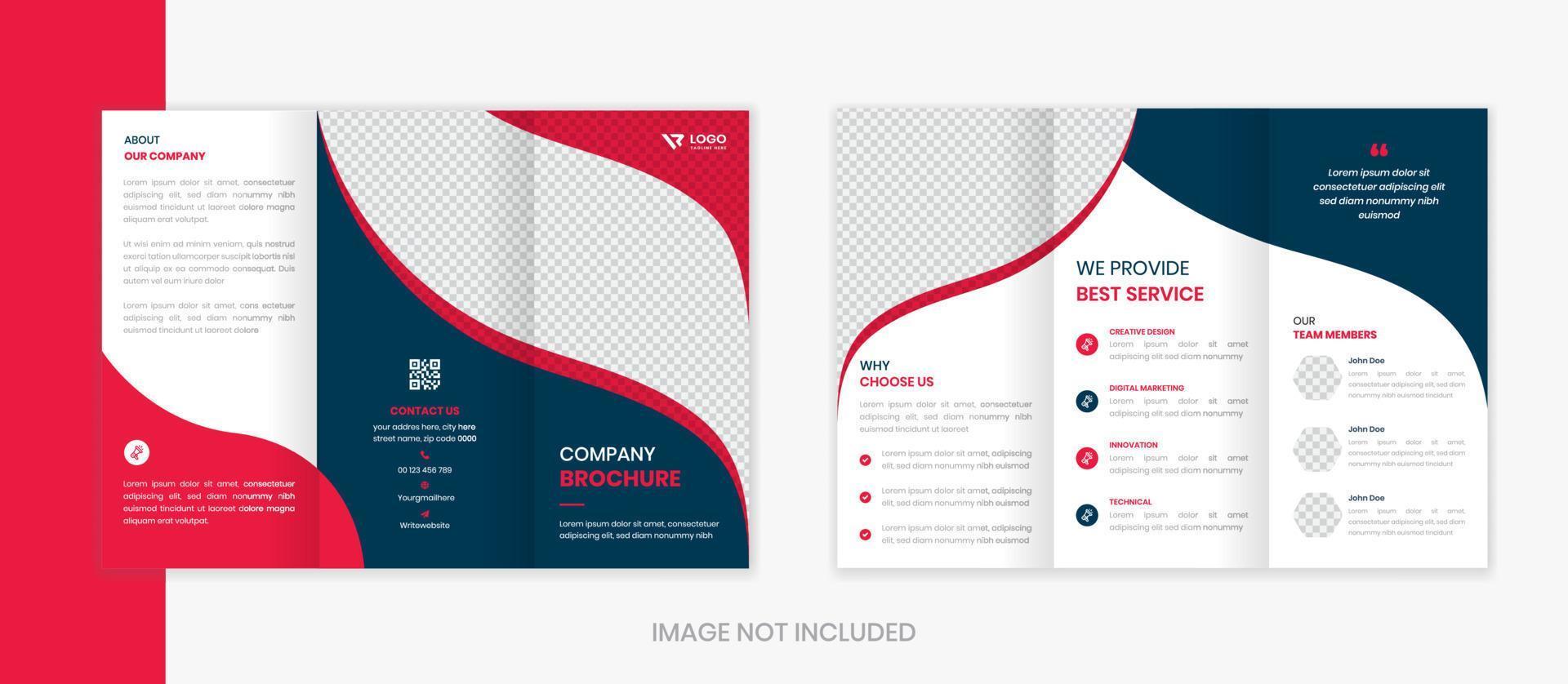 röd företags- trifold broschyr design vektor
