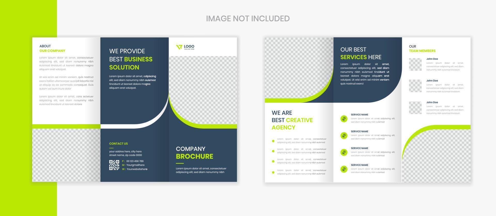 grön företags- trifold broschyr design mall, digital marknadsföring layout vektor
