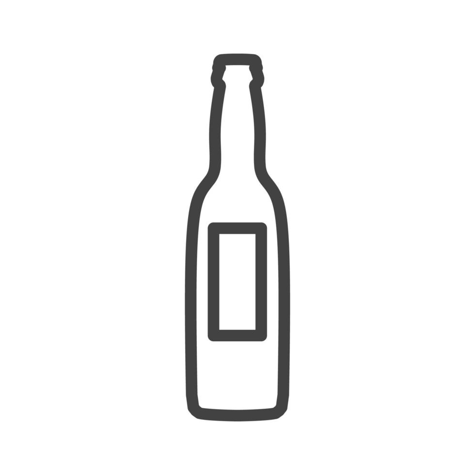 Flasche Glas Getränk Vektor Illustration Symbol. Getränkesymbol für flüssige Kunststoffbehälter und Etikettenobjekt für Alkoholbars. lebensmittelgrafikzeichen soda oder bier isoliert weiß. Umriss Produkt Silhouette leere Kneipe