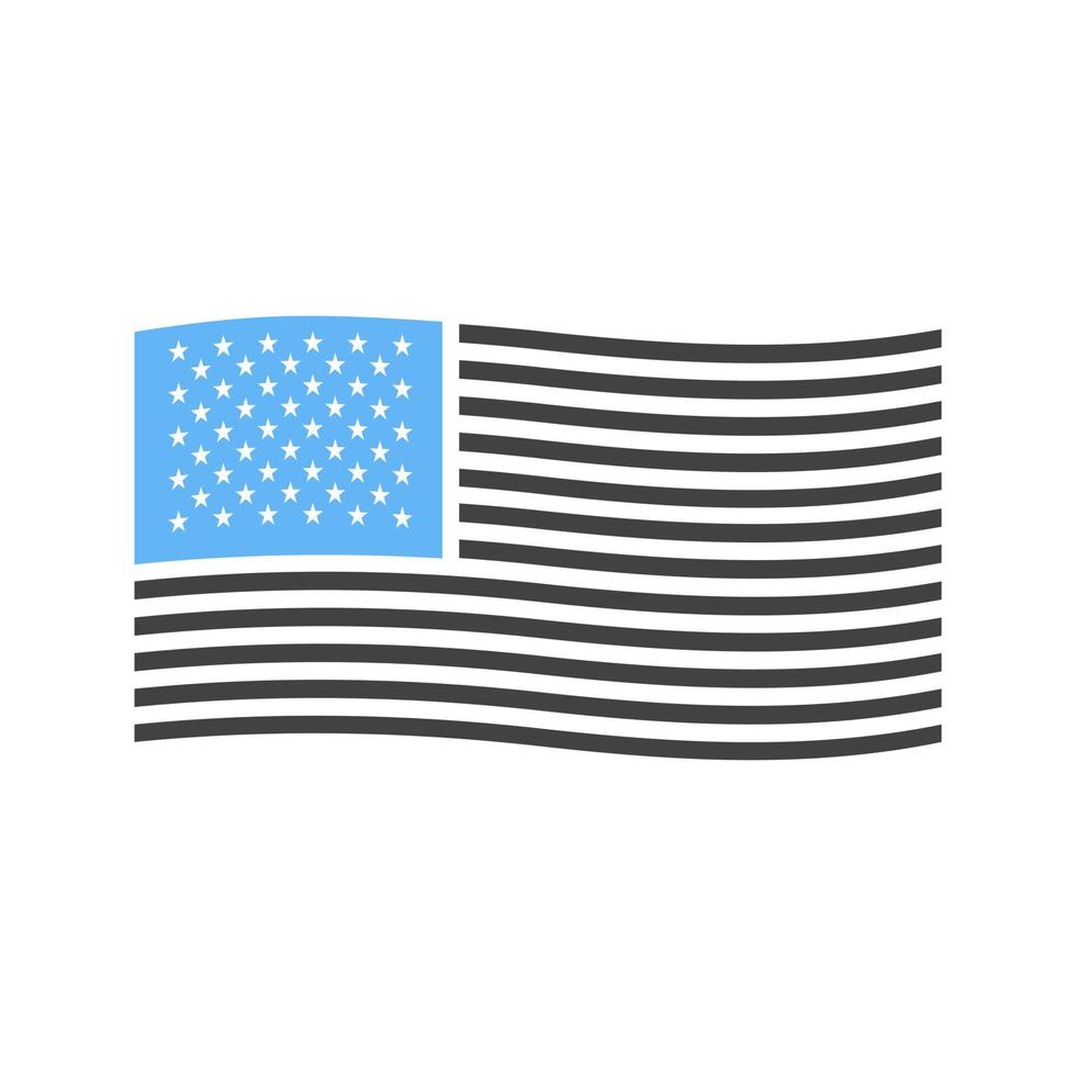 amerikan flagga glyf blå och svart ikon vektor