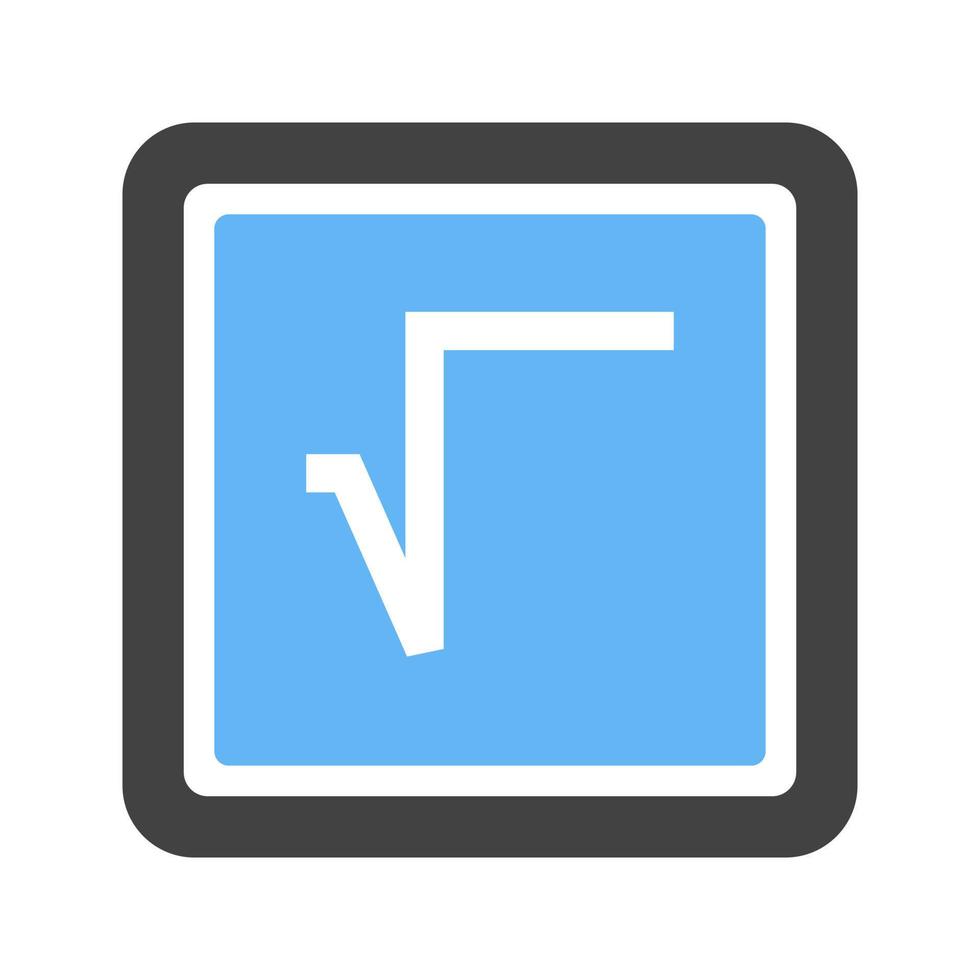 Quadratwurzelsymbol Glyphe blaues und schwarzes Symbol vektor