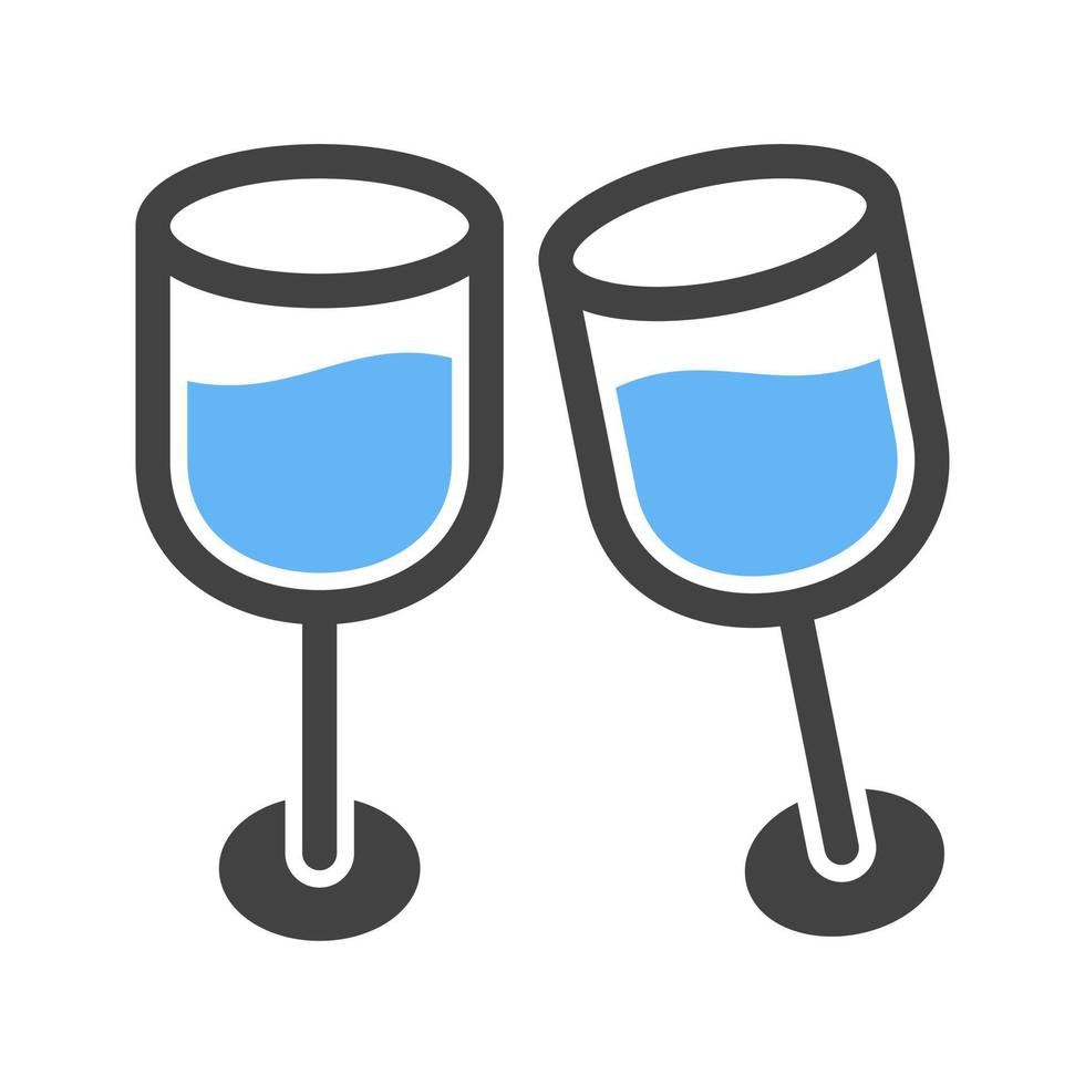 Champagner im Glas Glyphe blaues und schwarzes Symbol vektor