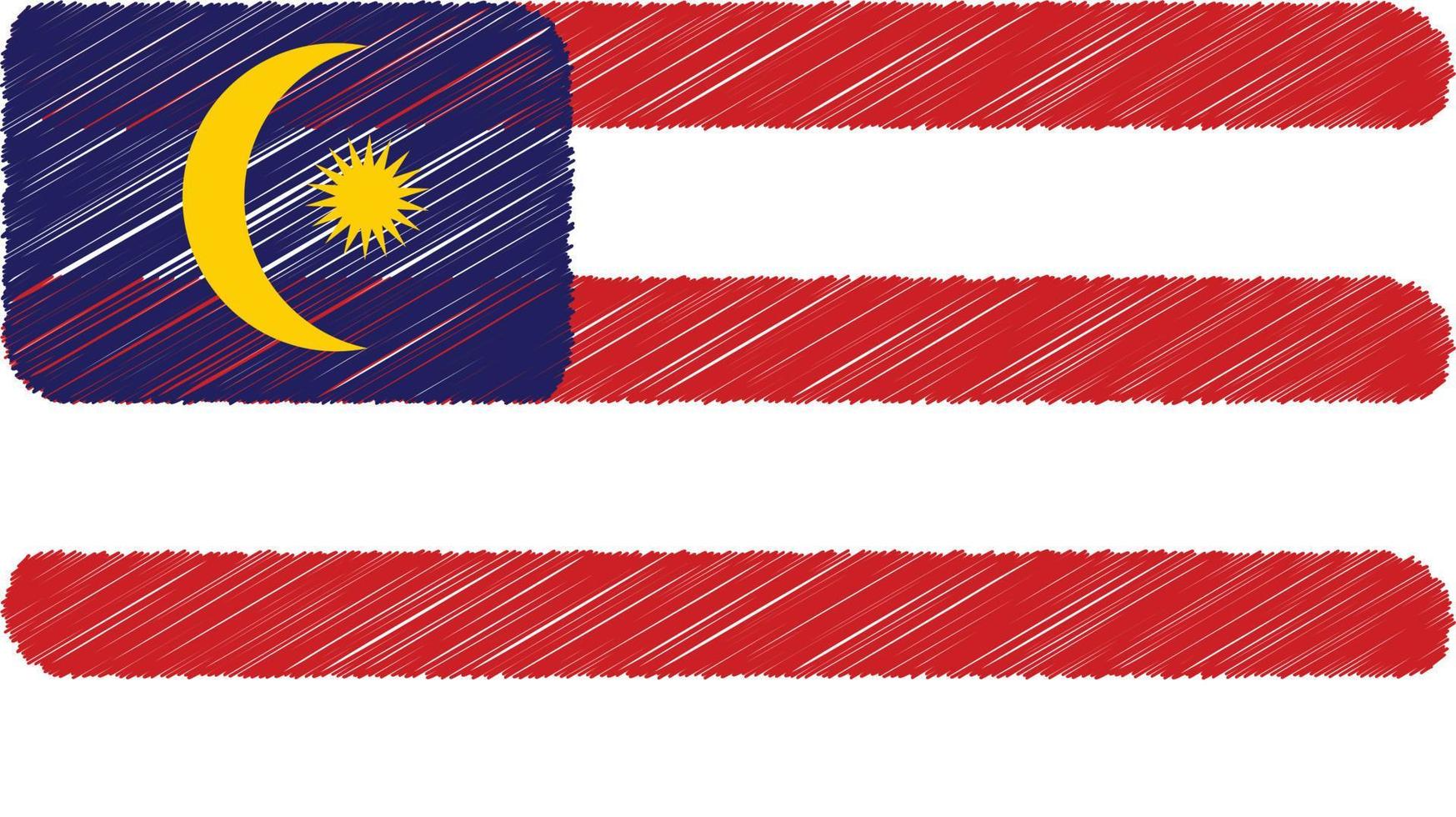 malaysia flagga vattenfärg bruh stroke transparent vektor