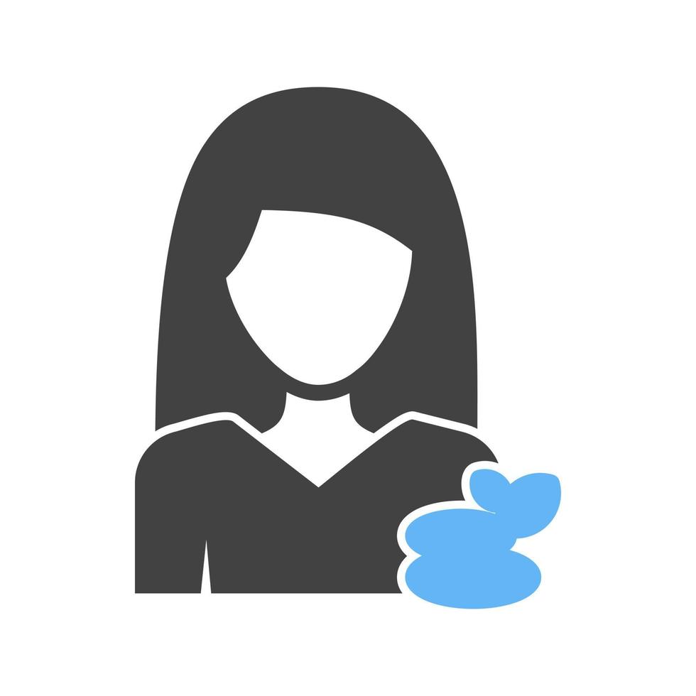 kvinna friska behandling glyf blå och svart ikon vektor