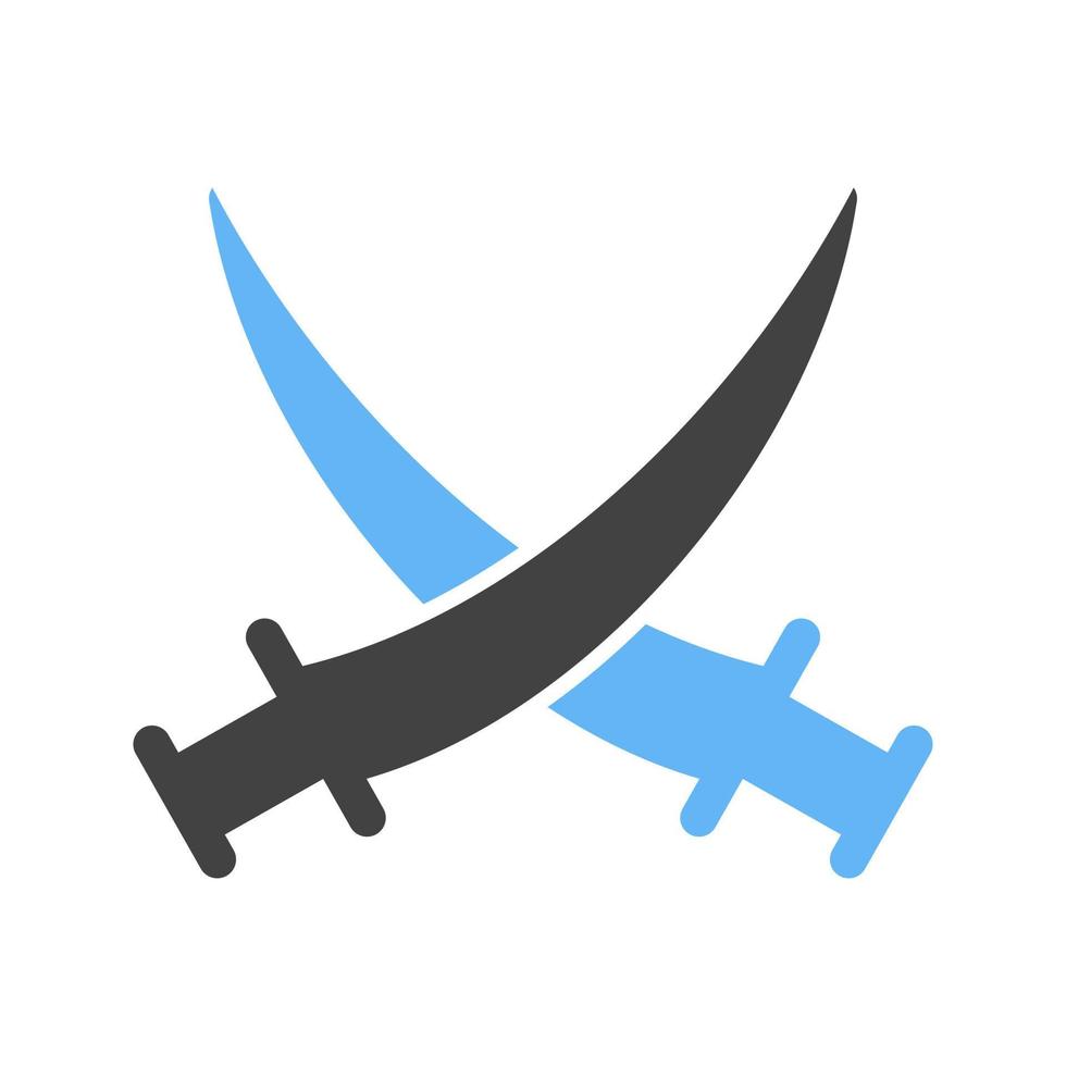zwei Schwerter Glyphe blaues und schwarzes Symbol vektor