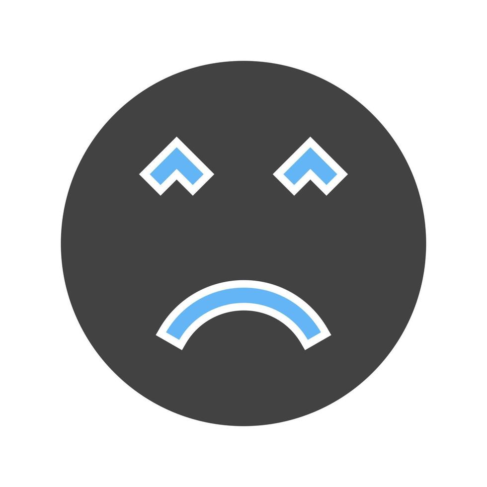 Wütendes Gesicht Glyphe blaues und schwarzes Symbol vektor