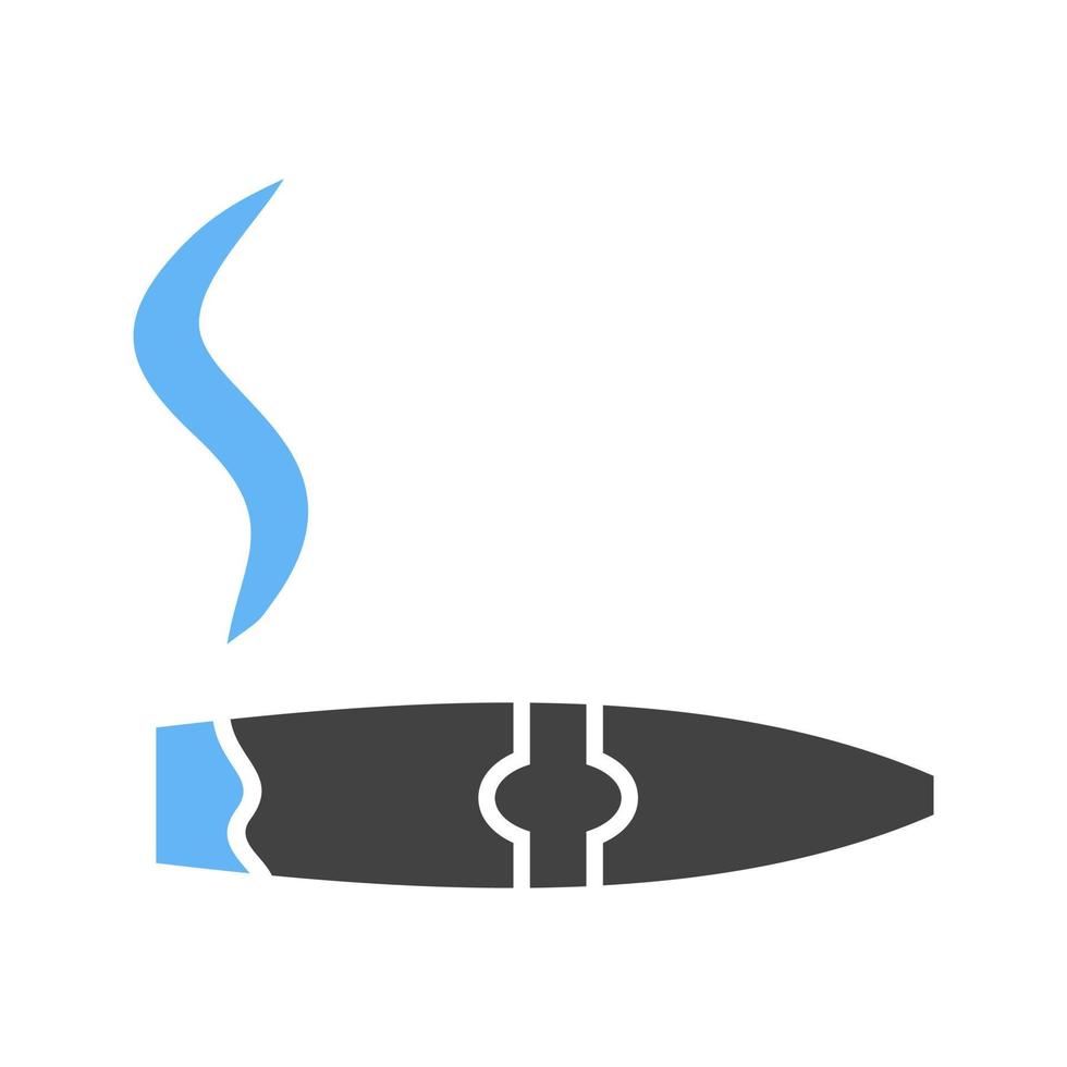 belyst cigarr glyf blå och svart ikon vektor