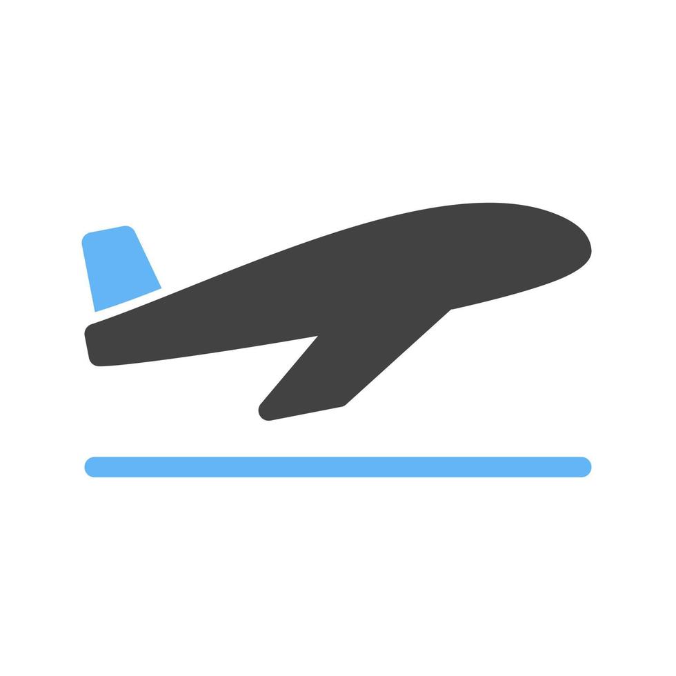 Flugzeug-Glyphe blaues und schwarzes Symbol vektor