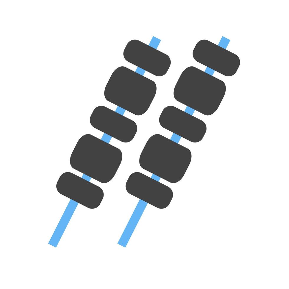 bbq stick glyph blaues und schwarzes symbol vektor