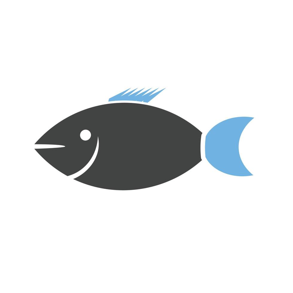 Fisch-Glyphe blaues und schwarzes Symbol vektor