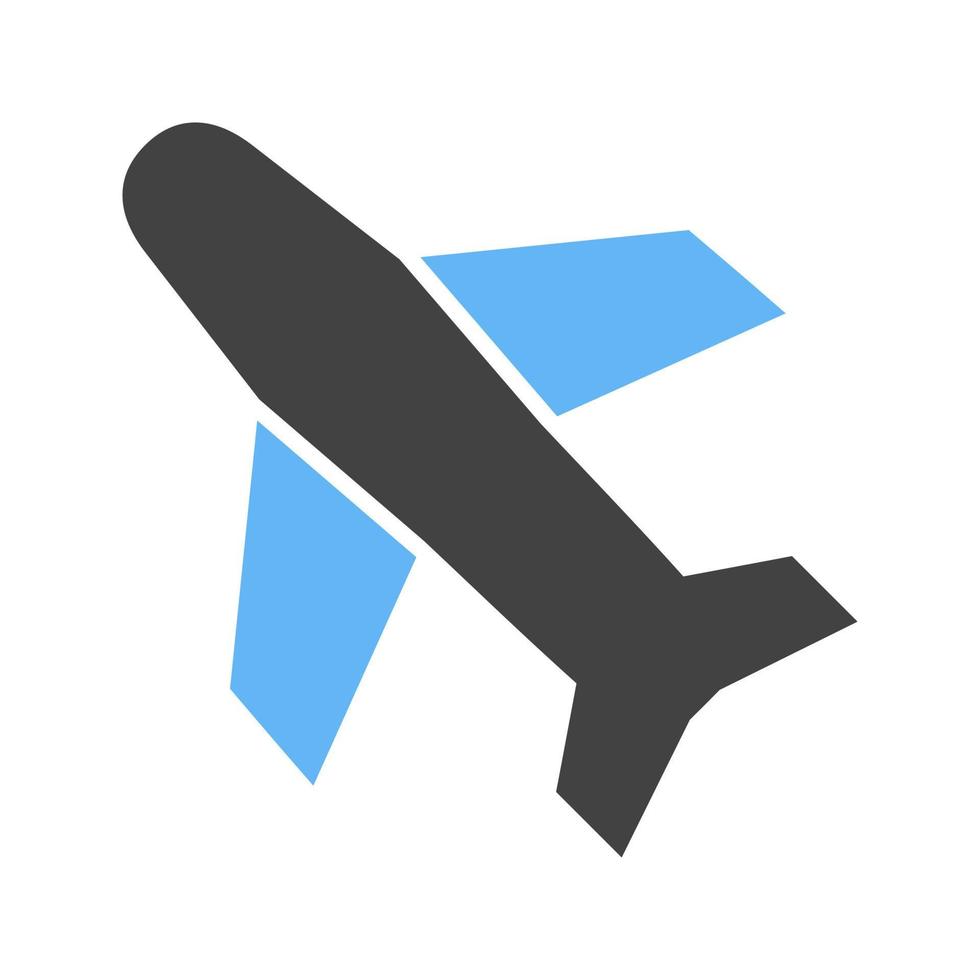 Blaues und schwarzes Symbol für die Glyphe des Flugzeugs vektor