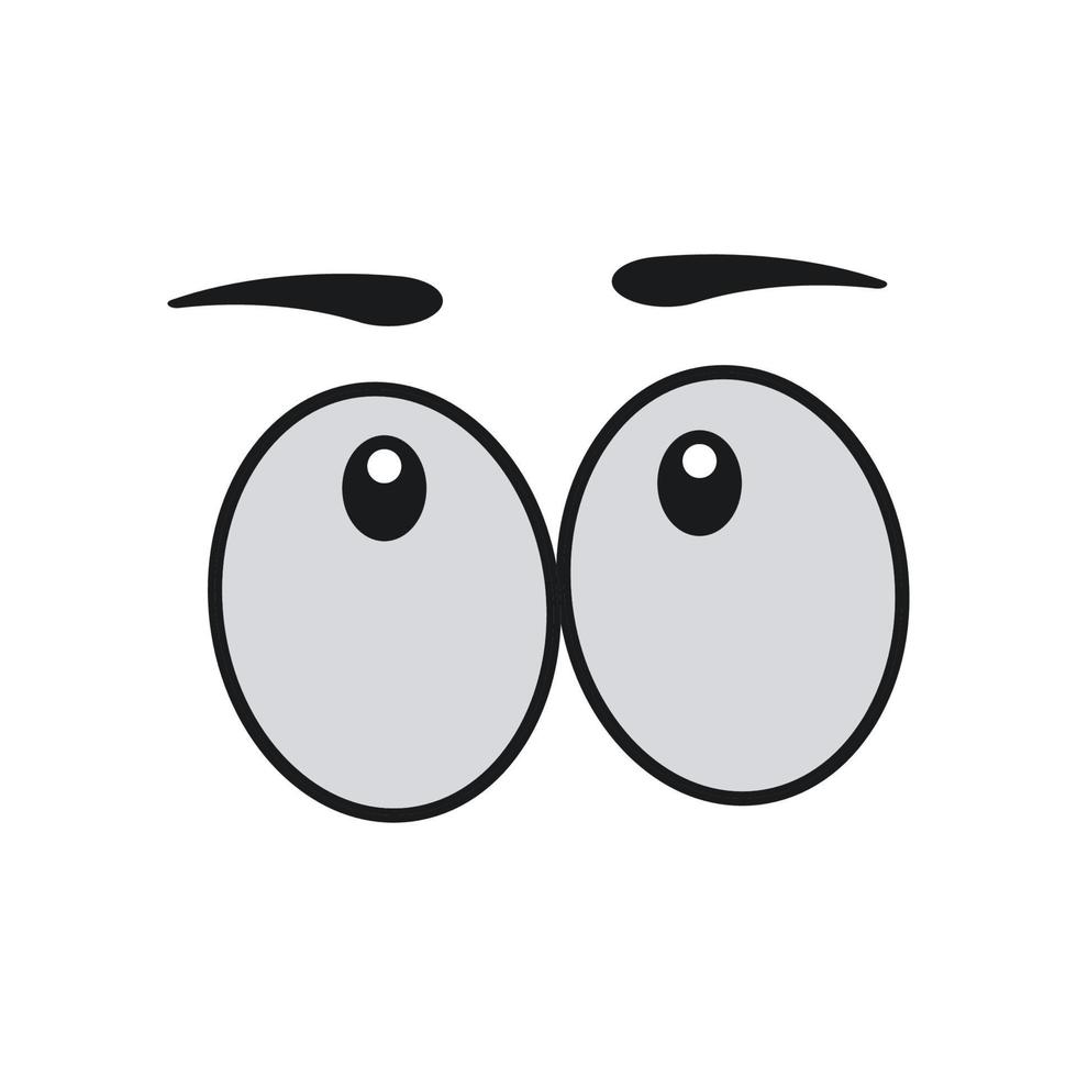 Comic-Augen-Cartoon-Vektor-Illustration Ausdruckszeichen-Symbol. Gesicht Emotion Element Symbol Spaß. süße und fröhliche Augenbrauen-Humor-Look-Person. Augapfel Emoticon aussehende Kunst isoliert weißes und menschliches Zeichen vektor