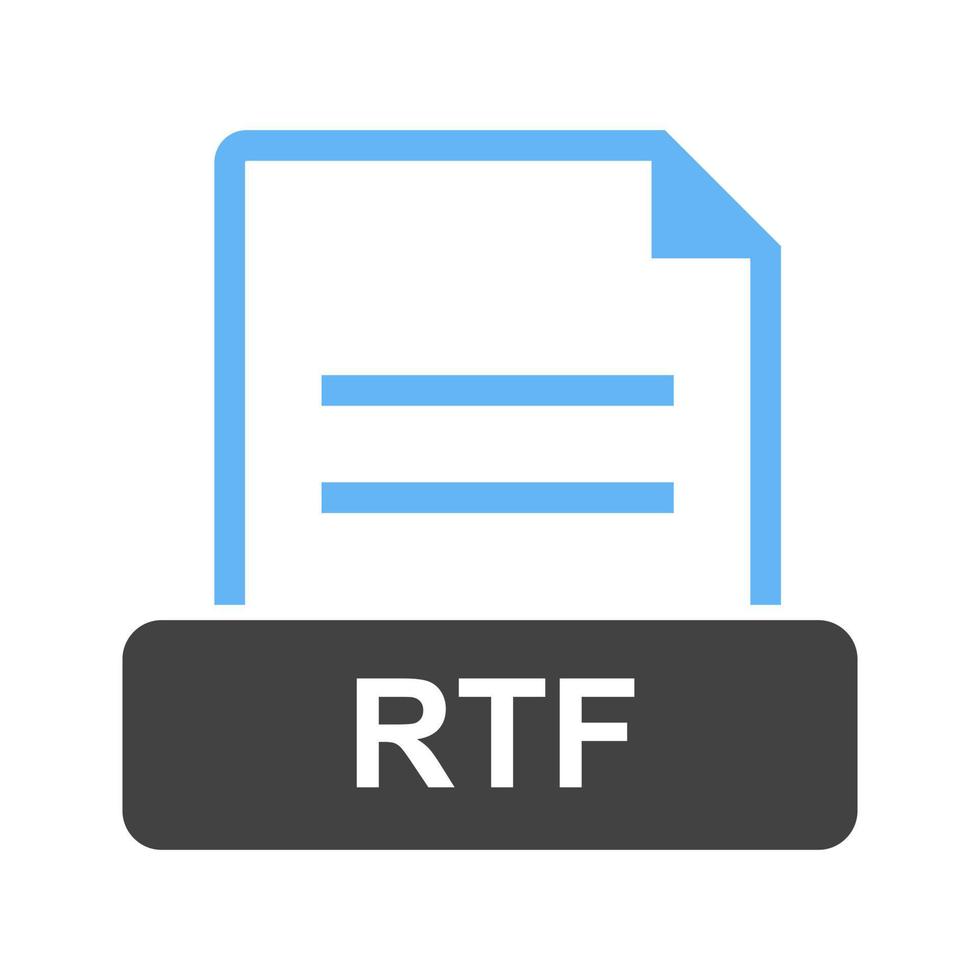 RTF-Glyphe blaues und schwarzes Symbol vektor
