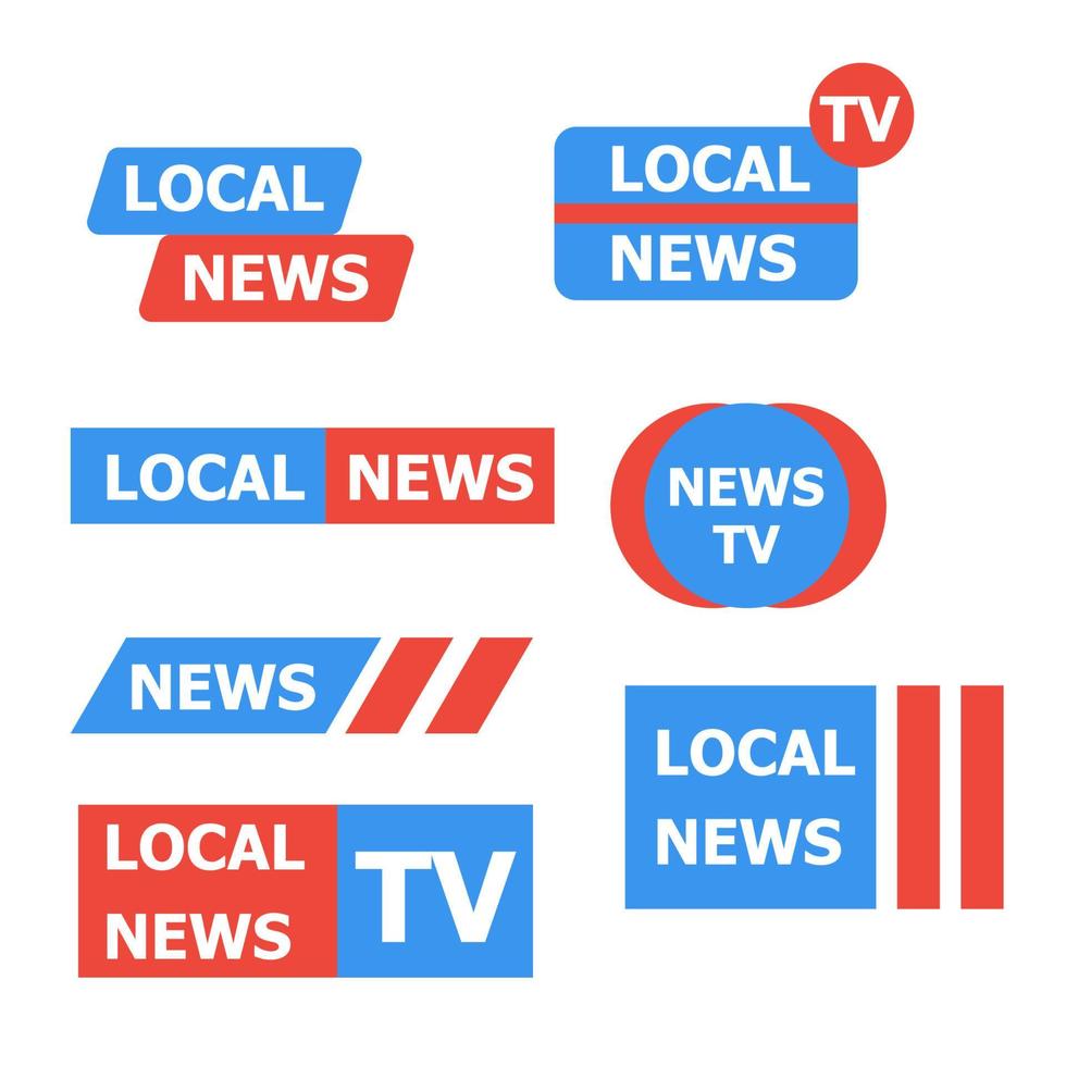 Insignia-Symbol für die Sammlung von Logos für lokale Nachrichten. Kennzeichnen Sie die lokalen Nachrichten, die auf weißer Hintergrundvektorillustration lokalisiert werden vektor
