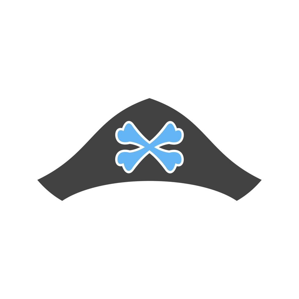 Piratenhut II Glyphe blaues und schwarzes Symbol vektor