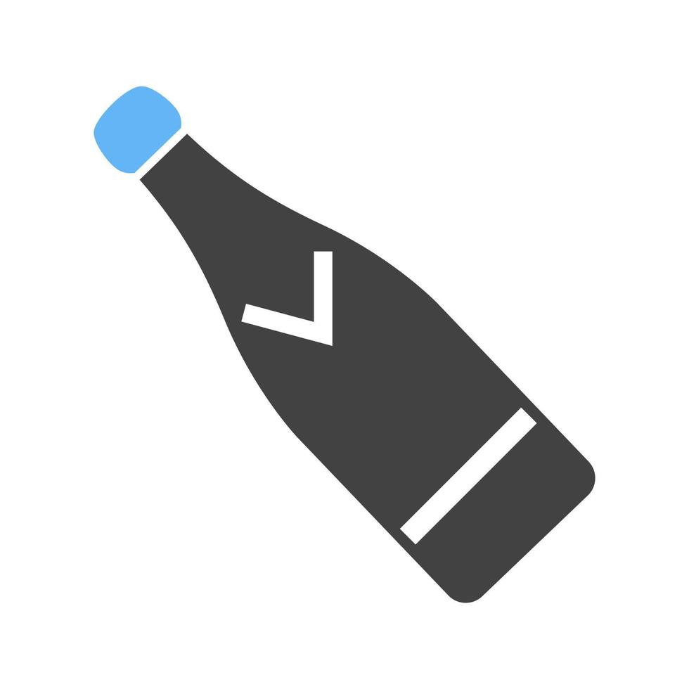 Champagnerflasche Glyphe blaues und schwarzes Symbol vektor