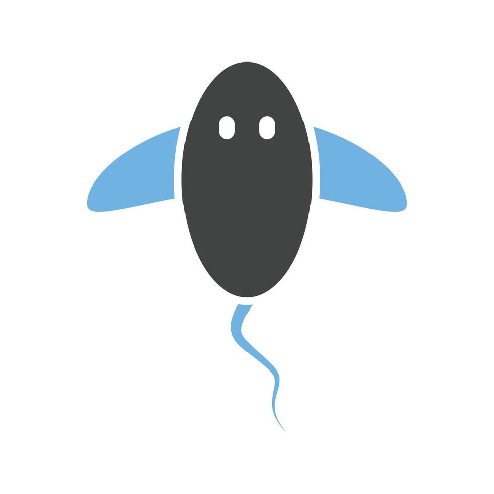 Rochenfisch-Glyphe blaues und schwarzes Symbol vektor