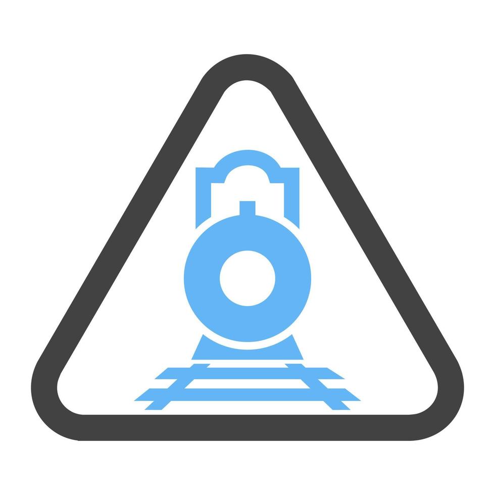 Eisenbahnzeichen Glyphe blaues und schwarzes Symbol vektor