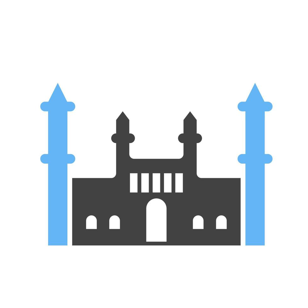 Burg Glyphe blaues und schwarzes Symbol vektor