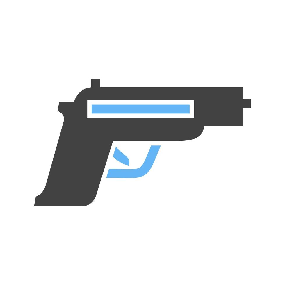 blaues und schwarzes Symbol für Pistolenglyphe vektor