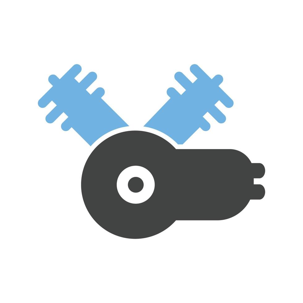 blaues und schwarzes Symbol für Motor-Glyphe vektor