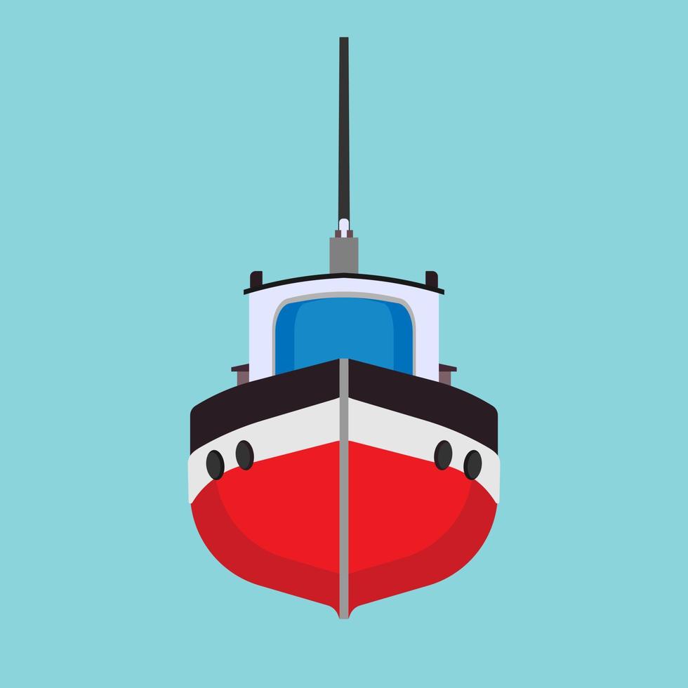 bogserbåt båt vektor ikon transport fartyg hav. marin fartyg industri frakt. bogsera mini tankfartyg platt tecknad serie främre se