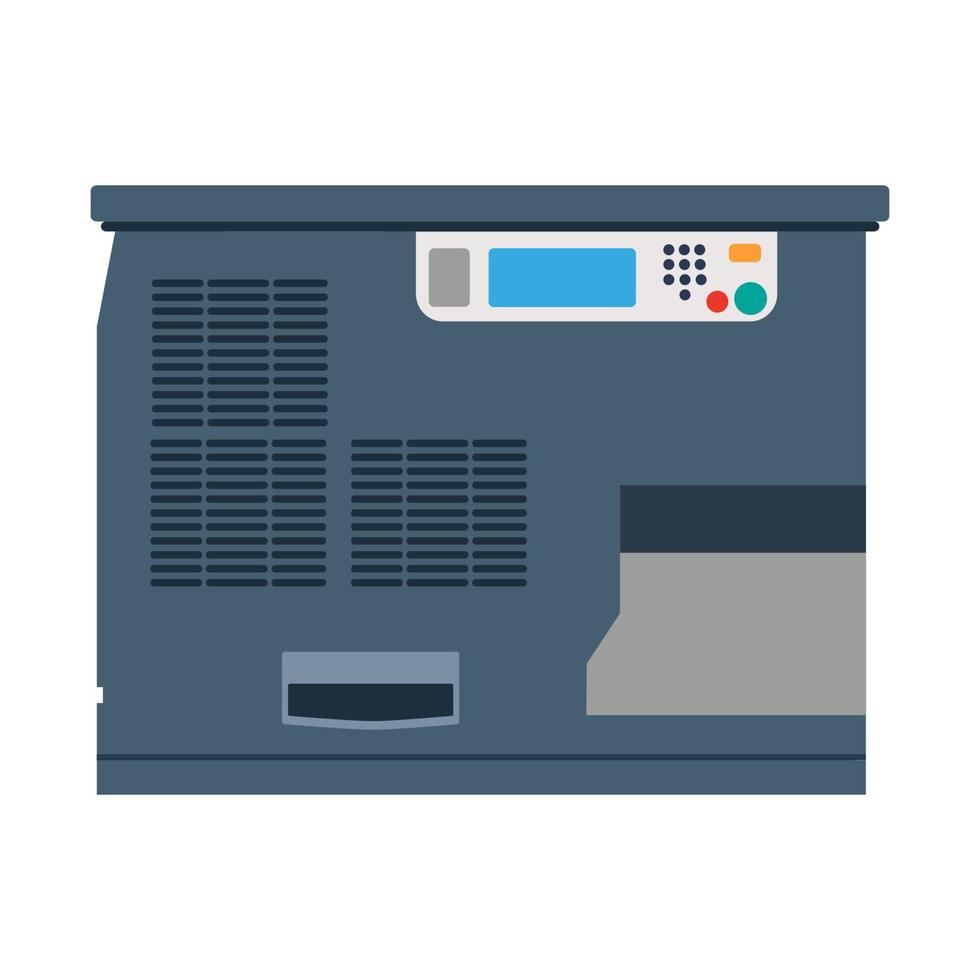 Bürodrucker-Technologie-Vektor-Illustration. Symbol für das Design von Computerdruckern und Papiermaschinen. Dokumentausdruck Symbol Gerät. Multifunktions-Bürokopierer Business-Maschine. Inkjet-Zeichen vektor