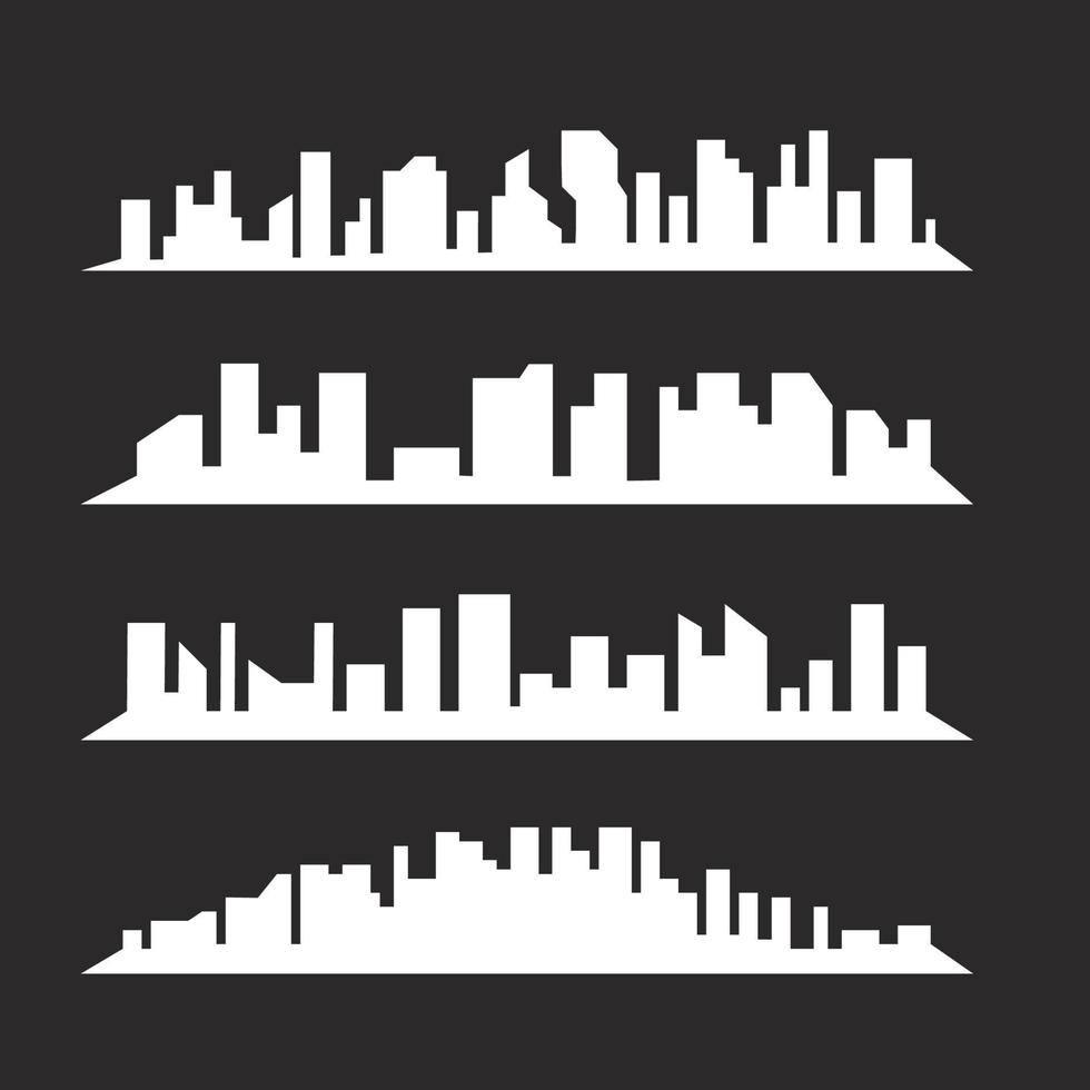 weiße skyline stadtarchitektur isoliert auf schwarz. design stadt skyline panorama landschaft. Vektor-Illustration weißes Stadtbild vektor