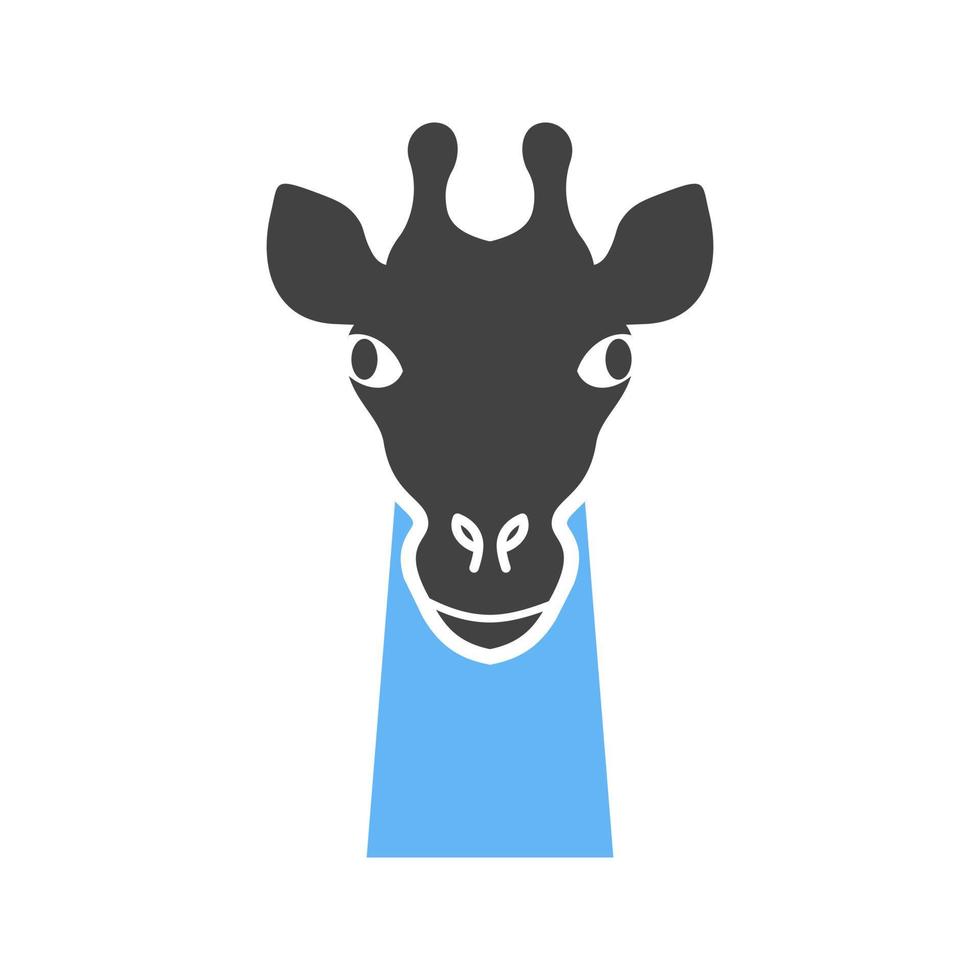 Giraffengesicht Glyphe blaues und schwarzes Symbol vektor