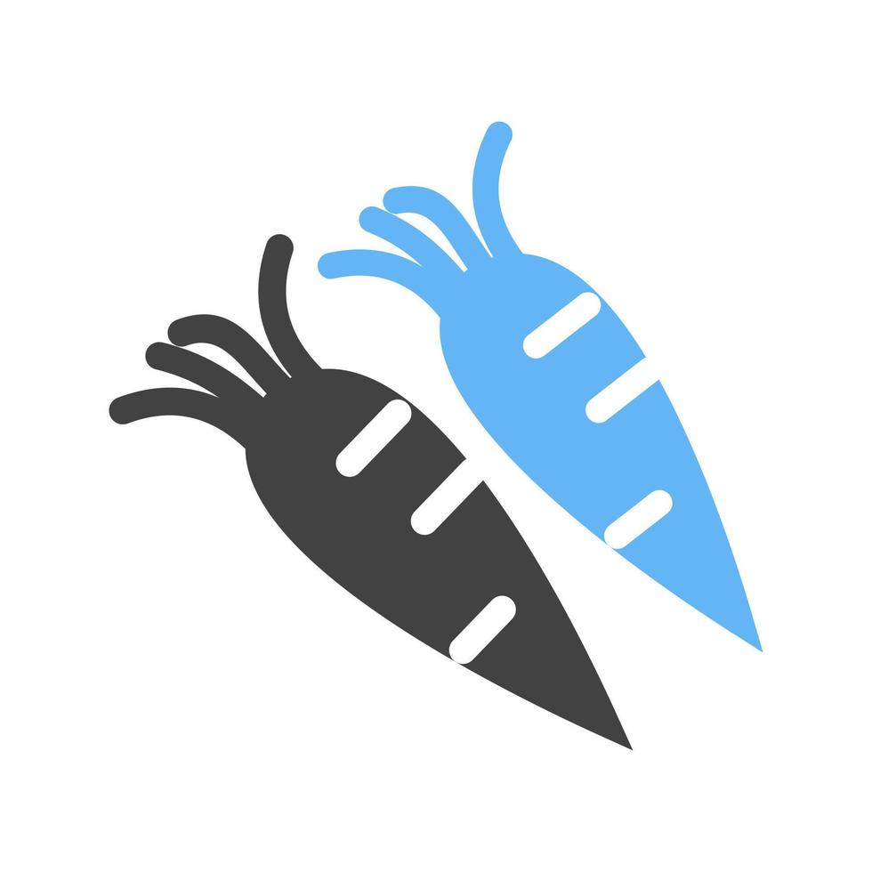 Karotten-Glyphe blaues und schwarzes Symbol vektor
