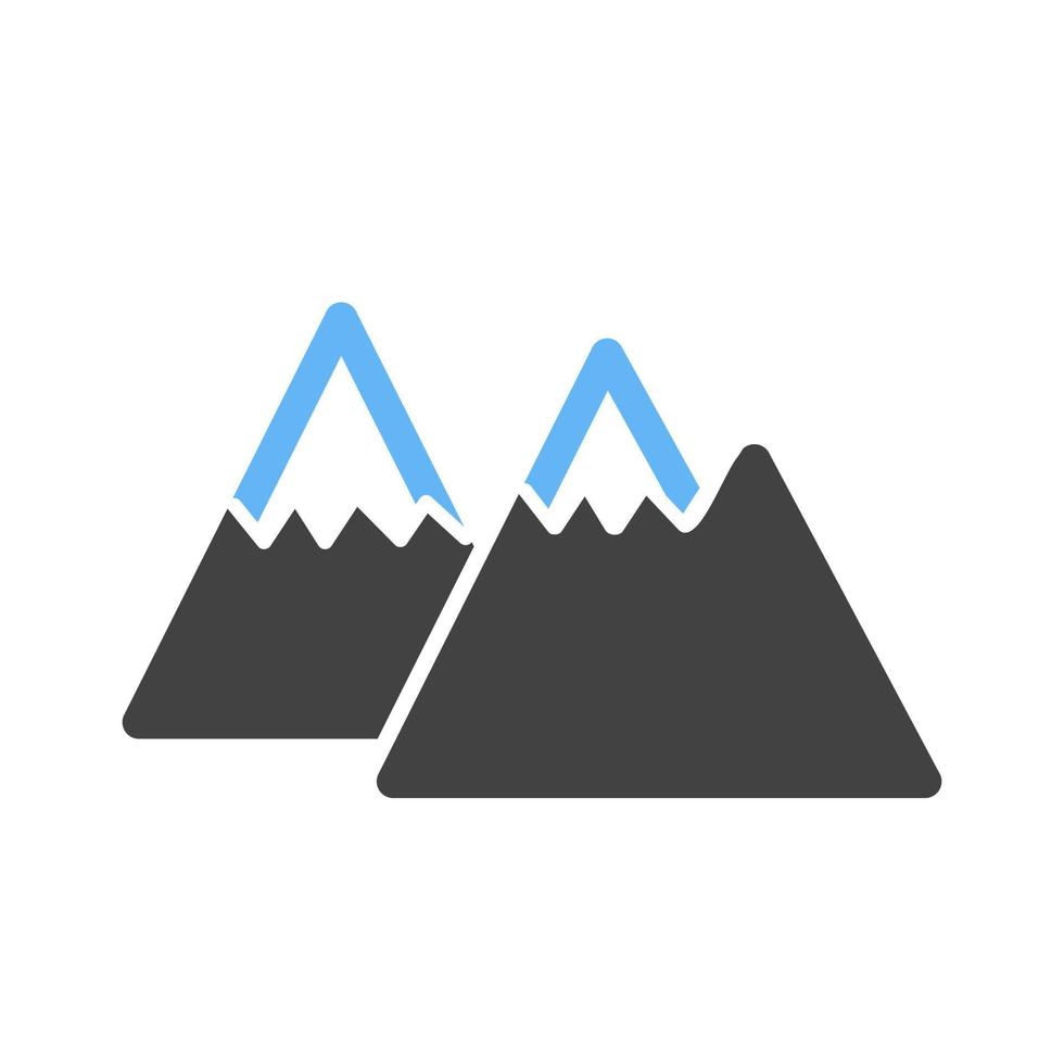 Berge Glyphe blaues und schwarzes Symbol vektor