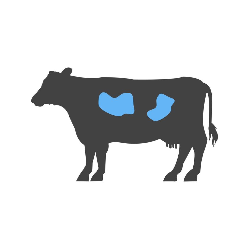 Kuh-Glyphe blaues und schwarzes Symbol vektor