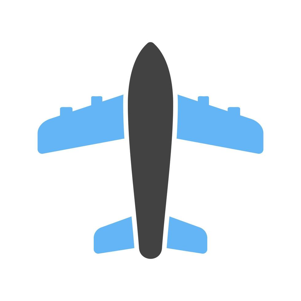 Flugzeug-Glyphe blaues und schwarzes Symbol vektor