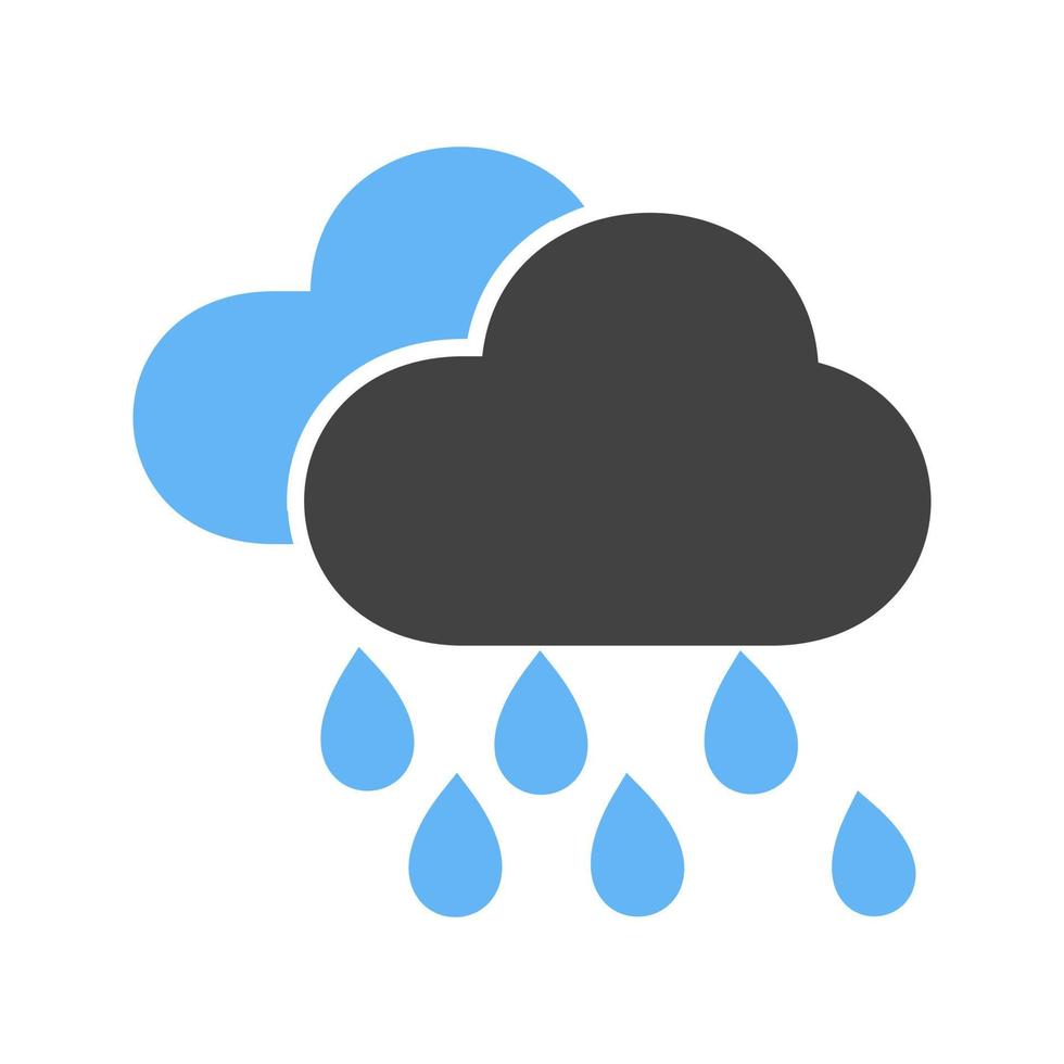 Regen-Glyphe blaues und schwarzes Symbol vektor