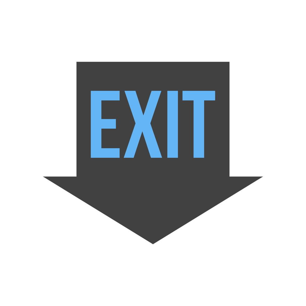 Exit-Glyphe blaues und schwarzes Symbol vektor