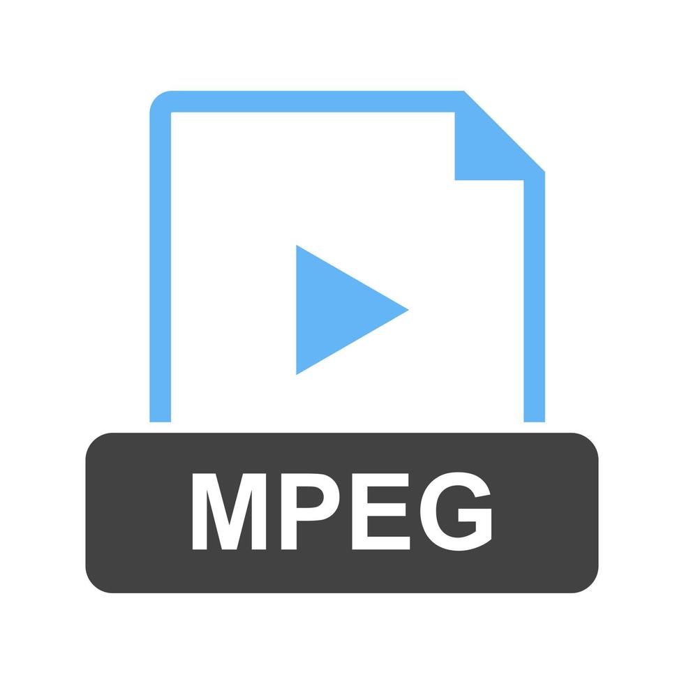 MPEG-Glyphe blaues und schwarzes Symbol vektor