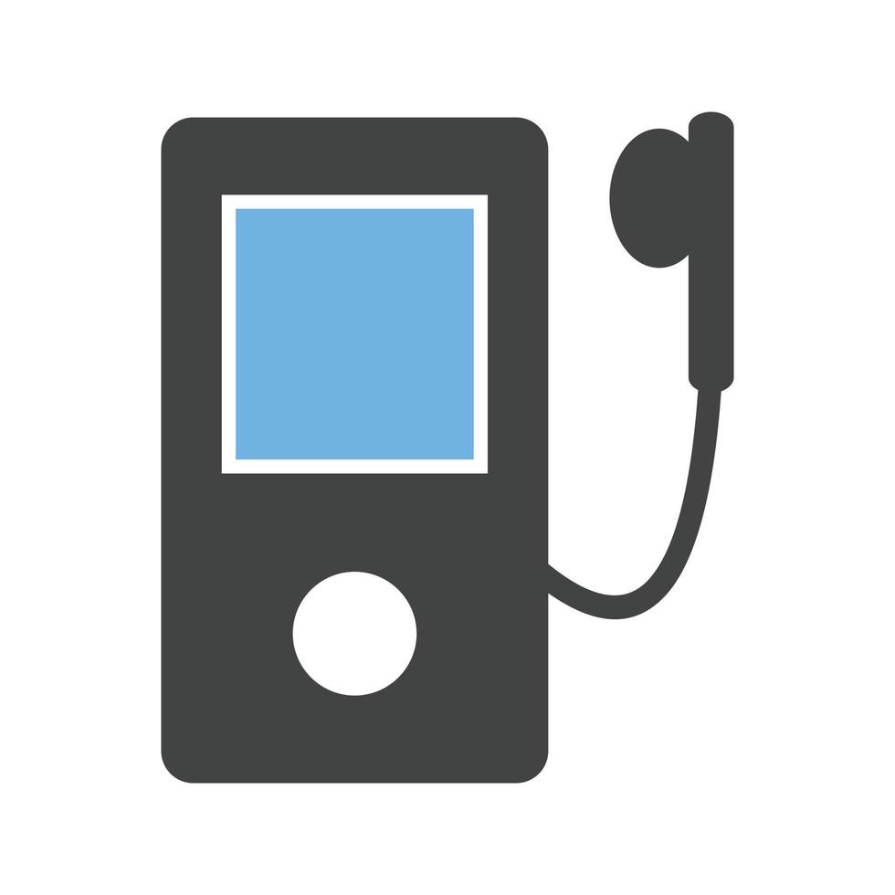 MP3-Player-Glyphe blaues und schwarzes Symbol vektor