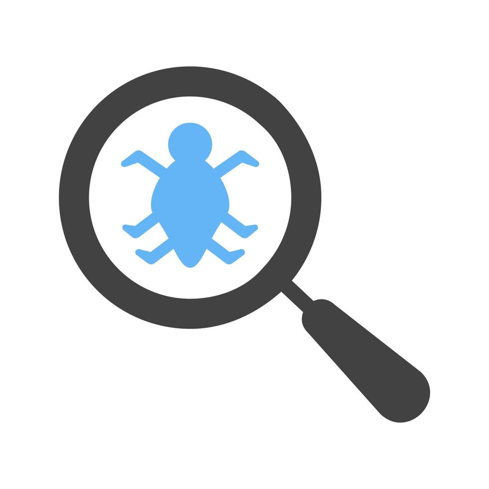 Finden Sie Bugs Glyphe blaues und schwarzes Symbol vektor