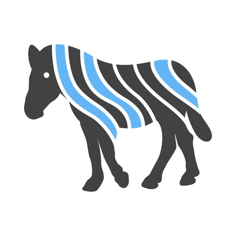 Zebra-Glyphe blaues und schwarzes Symbol vektor