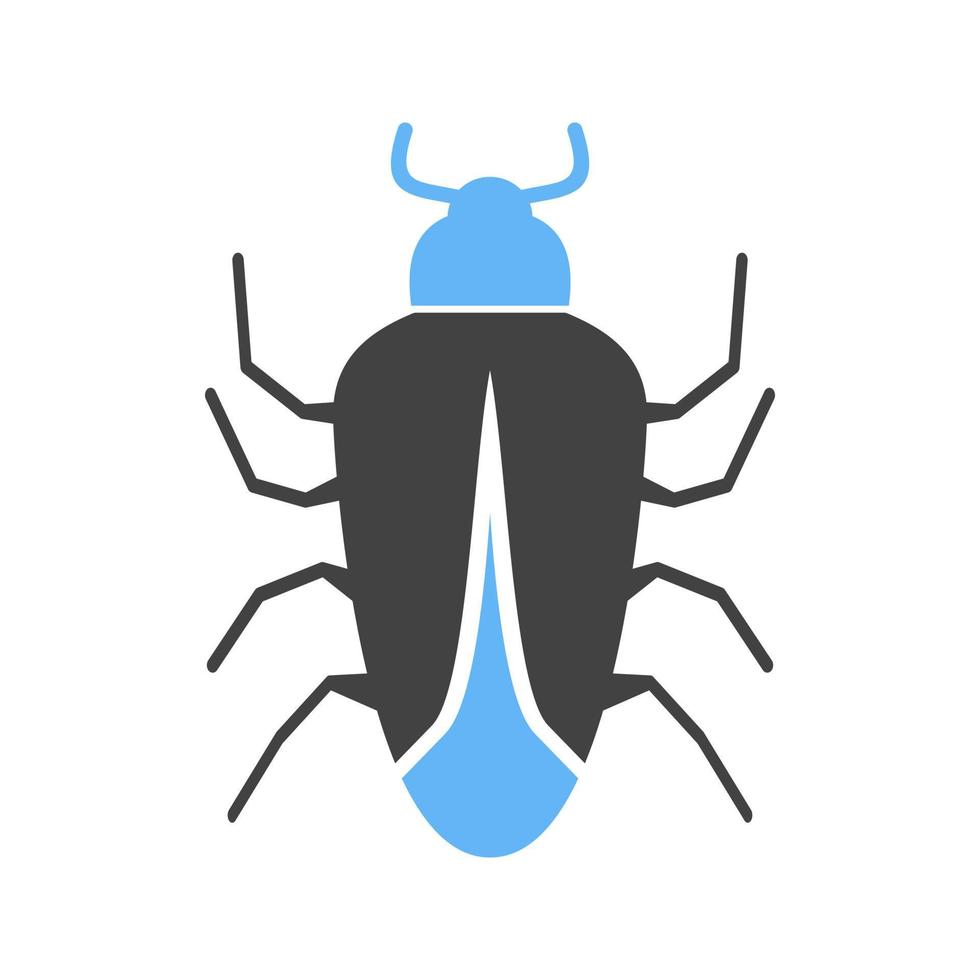 Bug ii Glyphe blaues und schwarzes Symbol vektor