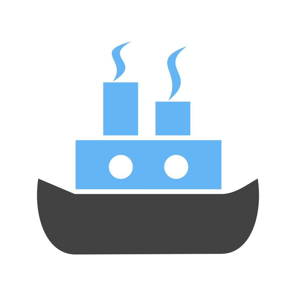 blaues und schwarzes Symbol für Dampfschiff-Glyphe vektor