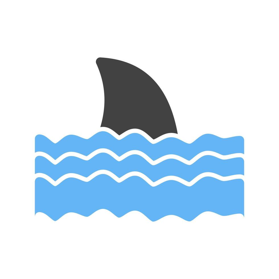 farlig haj glyf blå och svart ikon vektor