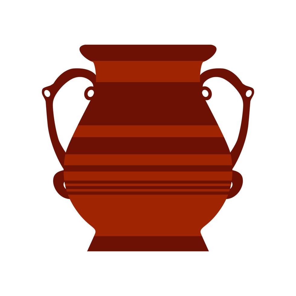 Tonkrug Keramik Keramik Vektor antikes Glas. isolierte tonvase alte symbolillustration. brauner Krug Amphora Keramik flaches Objekt. traditionelle griechische vase der karikatur mit mustersymbol. einfaches griechisches Zeichen