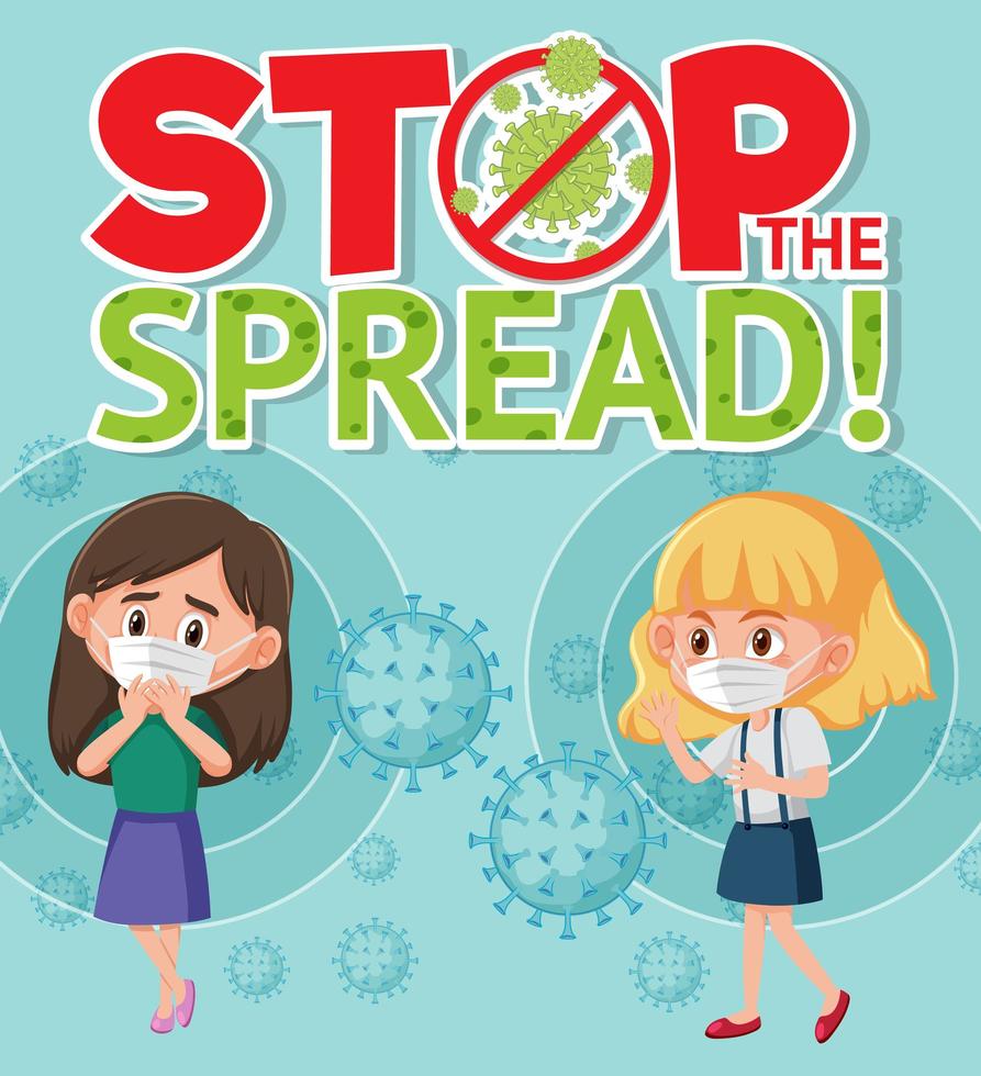 Stoppen Sie das verbreitete Coronavirus-Poster mit zwei Kindern vektor